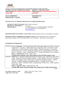 SCHEDA TECNICA PRODOTTO FINITO Nome Prodotto PETIT