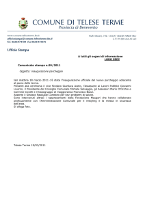 A tutti gli organi di informazione LORO SEDI Comunicato stampa n