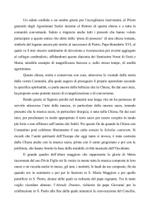 Un saluto cordiale e un sentito grazie per l`accoglienza riservatami