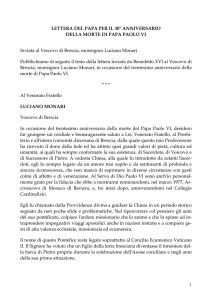 LETTERA DEL PAPA PER IL 30° ANNIVERSARIO DELLA MORTE
