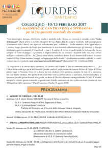 Programma convegno Lourdes - Unitalsi Emiliano Romagnola