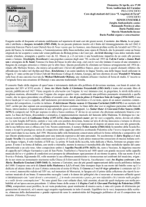 Domenica 26 Aprile, ore 17.00 Terni, Auditorium del Carmine PRE