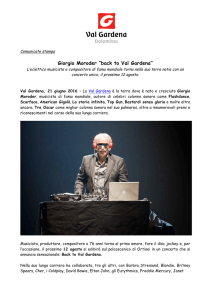 Giorgio Moroder “back to Val Gardena”