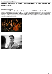 Domani, alle 21.00, al Teatro Lirico di Cagliari, al via il festival