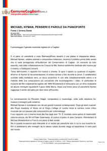 Comune Cagliari News - Michael Nyman, pensieri e parole da