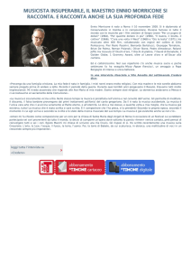musicista insuperabile, il maestro ennio morricone si racconta. e