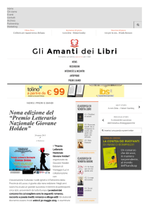 Nona edizione del “Premio Letterario Nazionale Giovane Holden”