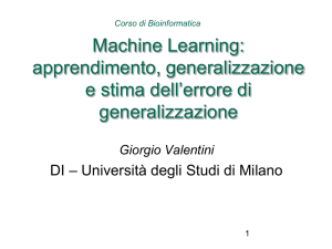 Apprendimento, generalizzazione e stima dell`errore
