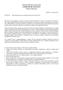 Sistema Statistico Nazionale COMUNE DI VICENZA Ufficio Statistica