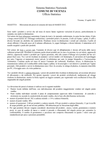 Sistema Statistico Nazionale COMUNE DI VICENZA Ufficio Statistica