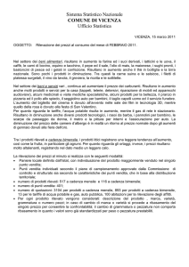 Sistema Statistico Nazionale COMUNE DI VICENZA Ufficio Statistica