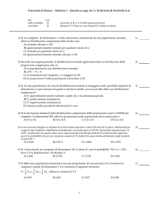 Università di Firenze - Statistica 1 - Quesiti su capp - UniFI