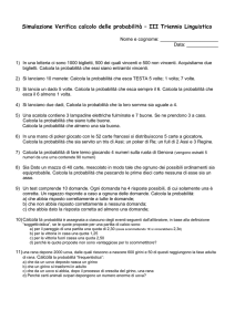 Simulazione Verifica calcolo delle probabilità – III Triennio Linguistico