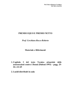 Lezione 5:Premio equo e premio netto