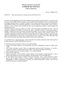 Sistema Statistico Nazionale COMUNE DI VICENZA Ufficio Statistica