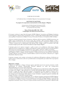 COMUNICATO STAMPA La Fondazione Ismu e lo Scalabrini