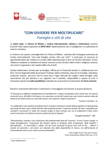 “CON-DIVIDERE PER MOLTIPLICARE” Famiglie e stili di vita