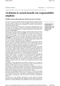 Al debutto le società-benefit con responsabilità ampliata