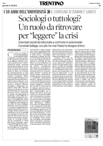 Sociologi o tuttologi? Un ruolo da ritrovare per "leggere" la crisi