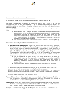 Terapia delle batteriemie da stafilococco aureo Vi proponiamo
