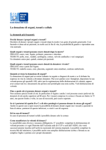 La donazione di organi, tessuti e cellule