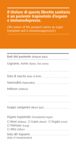 Il titolare di questo libretto sanitario è un paziente trapiantato d