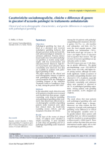 Caratteristiche sociodemografiche, cliniche e differenze di genere in