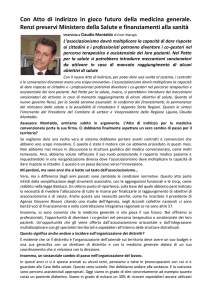 Con Atto di indirizzo in gioco futuro della medicina generale. Renzi