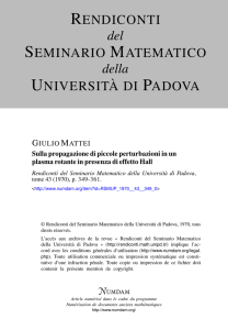 Sulla propagazione di piccole perturbazioni in un plasma