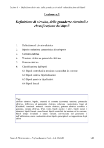 Definizione di circuito, delle grandezze circuitali e classificazione