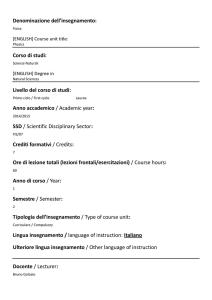 Denominazione dell`insegnamento: