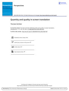Screen Translation: Quantity and Quality Analysis
