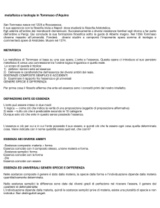 Metafisica e Teologia in Tommaso d'Aquino: Appunti