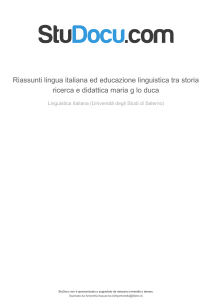 Riassunti Lingua Italiana e Educazione Linguistica