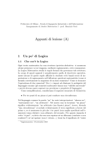 Logica Matematica: Appunti di Analisi I
