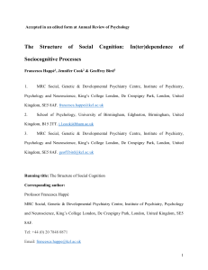 Structure of Social Cognition: Interdependence of Processes