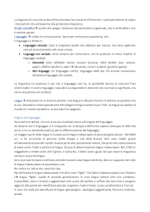 Principi di linguistica - l'origine del linguaggio