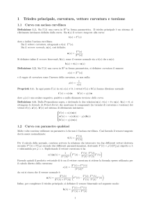 Triedro principale, curvatura e torsione: Appunti di geometria