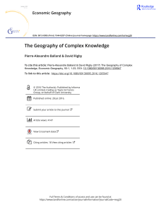 Geography of Complex Knowledge: Economic Geography Article