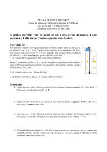 Esame di Fisica per Biologia: Esercizi e Quesiti