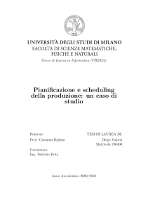 Pianificazione e Scheduling della Produzione: Caso di Studio