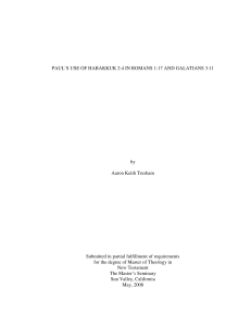 Paul's Use of Habakkuk 2:4 in Romans & Galatians Thesis