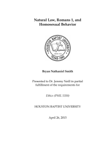 Romans 1, Natural Law, and Homosexuality: A Biblical Analysis