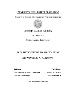 Nanotubi di Carbonio: Proprietà e Applicazioni - Tesi di Laurea