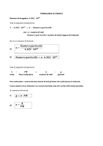 Formulario di Chimica: Moli, Particelle, Peso Molecolare