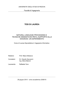 NLP e Semantica per la Diagnosi: Tesi di Laurea in Informatica