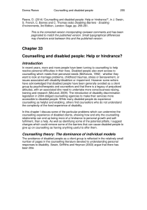 Counseling and Disabled People: Help or Hindrance?