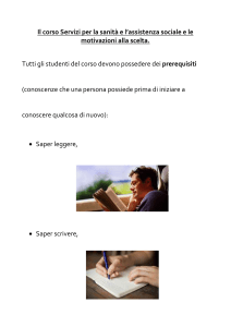 Servizi per la sanità: prerequisiti e competenze