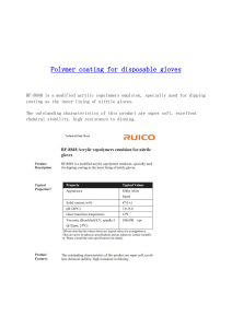 Polymer coating for disposable gloves