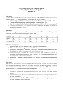 Esercitazione Statistica per l'Impresa - Probabilità e Intervalli di Confidenza